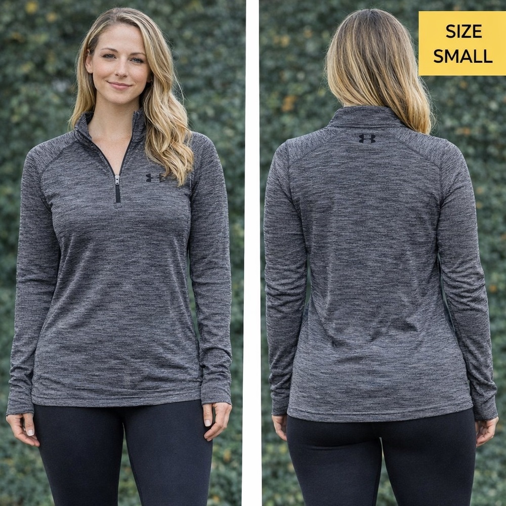Under Armour Black and Gray Threadborne Pullover SMALL